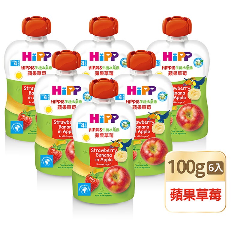 HiPP喜寶生機水果趣 - 蘋果草莓 6入
