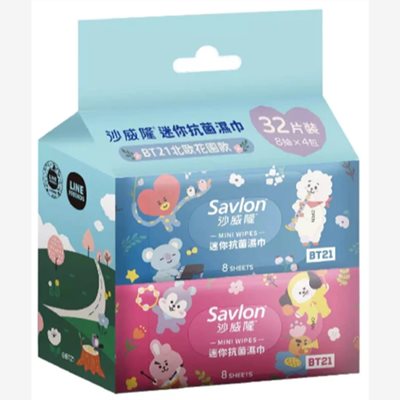 沙威隆抗菌濕巾-BT21北歐花園款(8抽*4入)